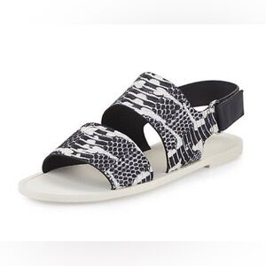 Vince Sorce Leather Slingback Sandals Snakeskin Print – Size 38 (7.5)  🖤 🤍